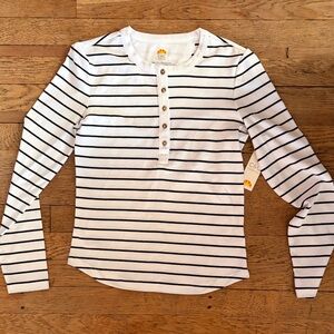 C&C California Black and White Striped Henley